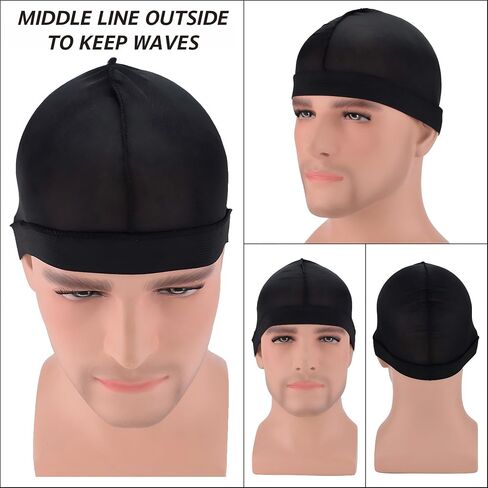 قبعة Headshion مكونة من 4 قطع مموجة للرجال 360 موجة، قبعة حريرية مضغوطة فوق Durag in Saudi Arabia