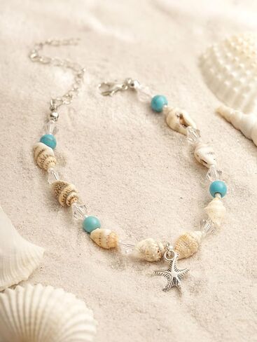 MINACHI شل الخرز نجم البحر الخلخال للنساء - خلخال الشاطئ سوار الساق اليدوية البوهيمي - سلسلة القدم صنادل مجوهرات بوهو هدية in Kuwait