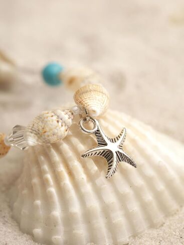 MINACHI شل الخرز نجم البحر الخلخال للنساء - خلخال الشاطئ سوار الساق اليدوية البوهيمي - سلسلة القدم صنادل مجوهرات بوهو هدية in Kuwait