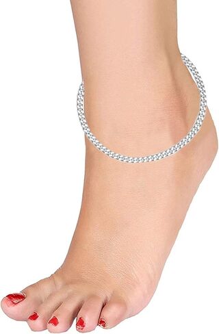 LeCalla 925 Sterling Silver Chain Anklets for Women Teen, Basic Chain Link Ankle Bracelets Anklets Beach Anklets, Summer Jewelry in Saudi Arabia