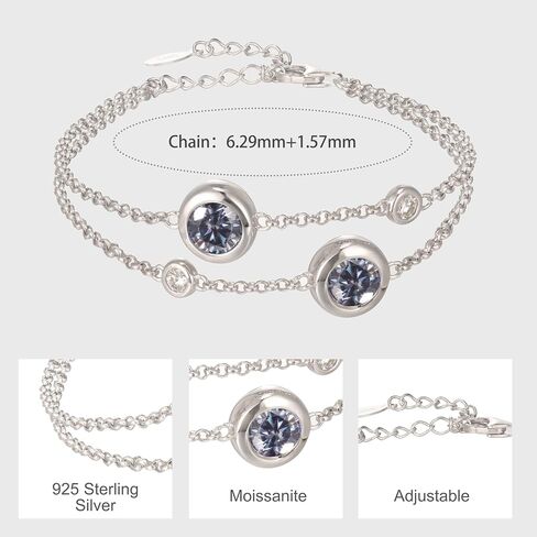 Moissanite Bracelets for Women, 925 Sterling Silver Plated 18K Gold, Dainty Link Bracelet, Valentine's day Birthday Jewellery Gift for Women Her in Saudi Arabia