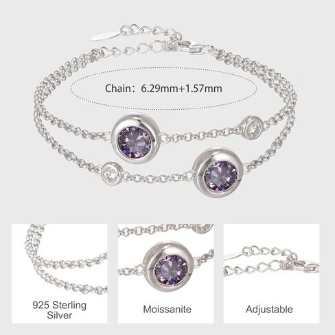 Moissanite Bracelets for Women, 925 Sterling Silver Plated 18K Gold, Dainty Link Bracelet, Valentine's day Birthday Jewellery Gift for Women Her in Saudi Arabia