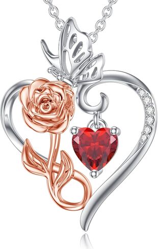 هدية عيد الحب قلادة على شكل قلب وردي للنساء، قلادة من الفضة الاسترليني عيار 925 على شكل قلب الحب على شكل زهرة لا نهاية لها للأم والزوجة ومجوهراتها لعيد الميلاد وعيد الأم in Kuwait
