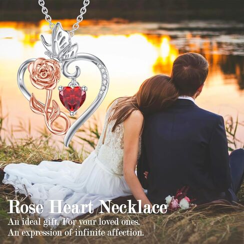 هدية عيد الحب قلادة على شكل قلب وردي للنساء، قلادة من الفضة الاسترليني عيار 925 على شكل قلب الحب على شكل زهرة لا نهاية لها للأم والزوجة ومجوهراتها لعيد الميلاد وعيد الأم in Kuwait
