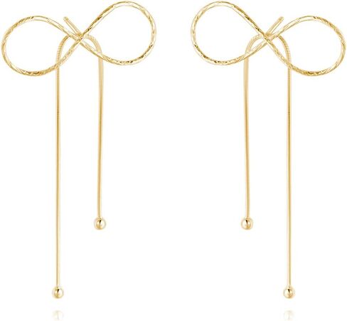 Reffeer Solid 925 Sterling Silver Bow Drop Earrings Dangle for Women Teens Bowknot Dangle Earrings Studs in Kuwait