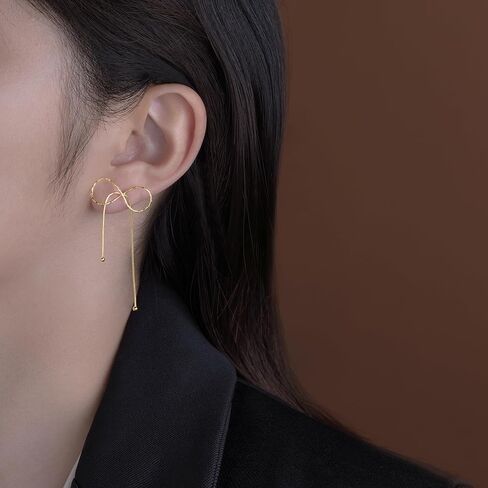 Reffeer Solid 925 Sterling Silver Bow Drop Earrings Dangle for Women Teens Bowknot Dangle Earrings Studs in Kuwait