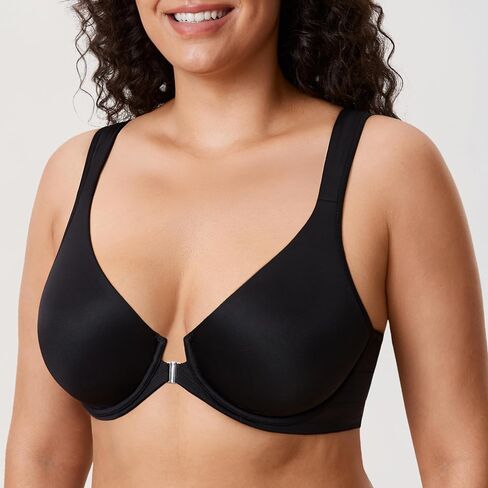 CALVENA Women's Front Closure Bras Back Support Posture Underwire Full Coverage Plus Size Seamless Bras in Kuwait