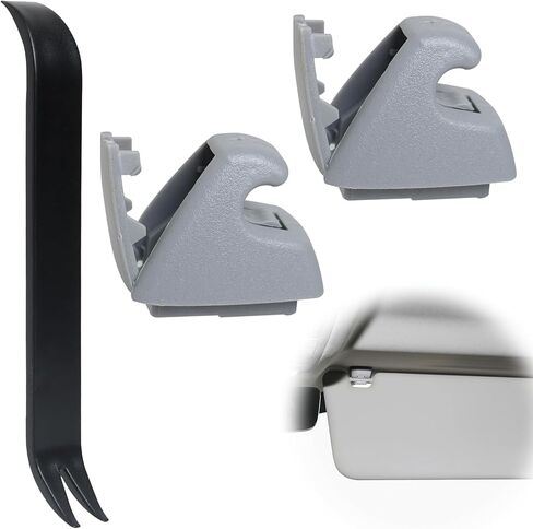 قطعتان من مشابك واقي الشمس متوافقة مع تشيفي سيلفرادو 1500 كروز سونيك سبارك تاهو جي إم سي سييرا 1500 يوكون بويك فيرانو OEM الجزء #95994975 95994976 (رمادي) in Kuwait