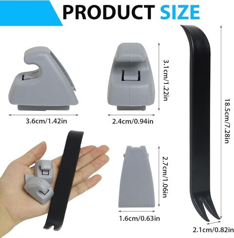 قطعتان من مشابك واقي الشمس متوافقة مع تشيفي سيلفرادو 1500 كروز سونيك سبارك تاهو جي إم سي سييرا 1500 يوكون بويك فيرانو OEM الجزء #95994975 95994976 (رمادي) in Kuwait