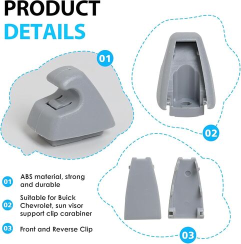 قطعتان من مشابك واقي الشمس متوافقة مع تشيفي سيلفرادو 1500 كروز سونيك سبارك تاهو جي إم سي سييرا 1500 يوكون بويك فيرانو OEM الجزء #95994975 95994976 (رمادي) in Kuwait