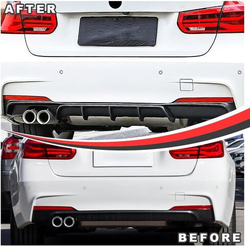 Rear Diffuser Compatible with 2012-2018 BMW 3 Series F30 F35 328i M-Performance Style Rear Bumper Lower Lip Diffuser Single Exhaust Two Outlet in Saudi Arabia