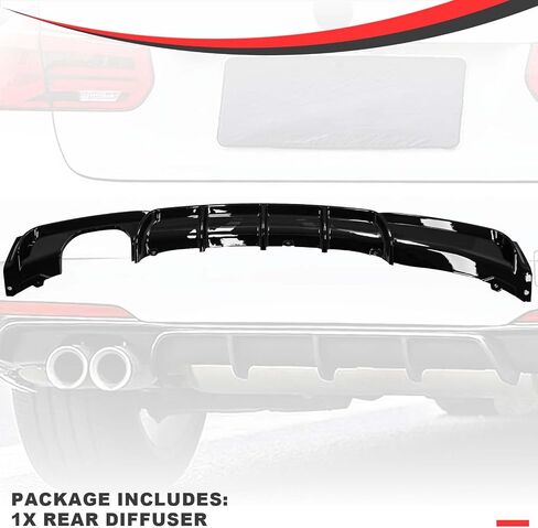 Rear Diffuser Compatible with 2012-2018 BMW 3 Series F30 F35 328i M-Performance Style Rear Bumper Lower Lip Diffuser Single Exhaust Two Outlet in Saudi Arabia