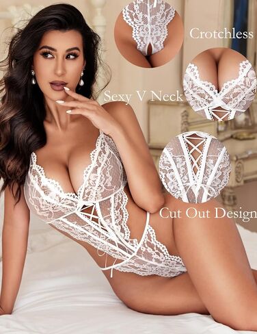 Avidlove Sexy Lingerie for Women Lace Teddy Bodysuit One Piece Lingerie in Kuwait