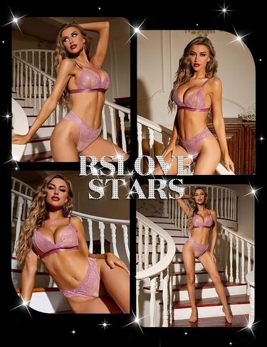 RSLOVE Lingerie for Women Sexy Floral Lace Bra and Panty Sets Two Piece Babydoll in Kuwait