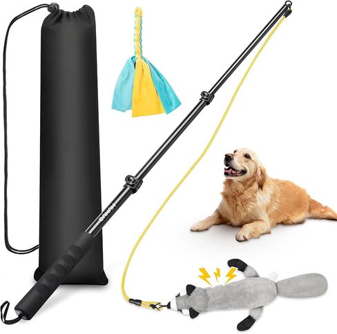 عصا مغازلة للكلاب، عصا مغازلة قابلة للسحب مع طعم، لعبة تفاعلية للكلاب للتدريب في الهواء الطلق، عصا مغازلة مقاس 40 بوصة للكلاب الصغيرة والمتوسطة والكبيرة in Kuwait