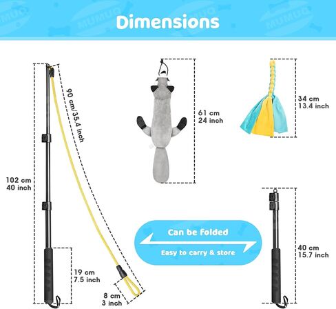 عصا مغازلة للكلاب، عصا مغازلة قابلة للسحب مع طعم، لعبة تفاعلية للكلاب للتدريب في الهواء الطلق، عصا مغازلة مقاس 40 بوصة للكلاب الصغيرة والمتوسطة والكبيرة in Kuwait