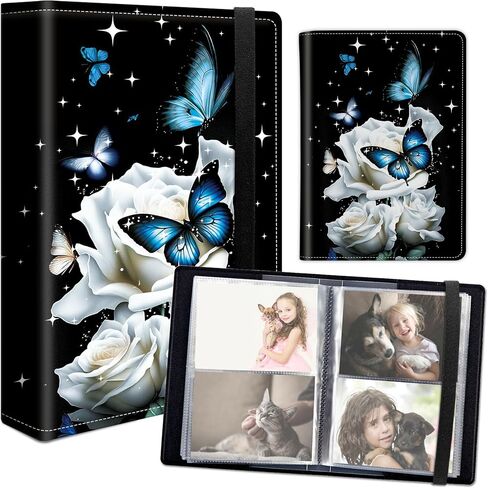 RYUITHDJP Photo Album 3.5x5 Inch - 80 Photos Capacity Portable Picture Album, PU Leather Cover Photo Album with Elastic Band for Family Boys Girl Wedding Anniversary-Skull in Saudi Arabia
