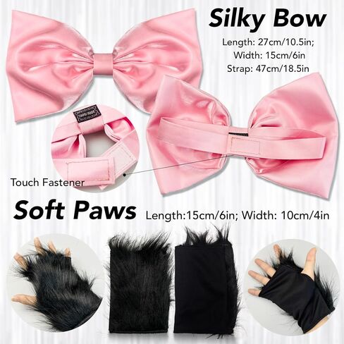 Cat Costume for Women Therian Furry Cat Mask Bow Cat Paw Gloves Long Tail Women's Cat Fox Outfit Set for Halloween in Saudi Arabia