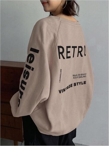 SHENHE Women's Graphic Crew Neck Oversized Sweatshirts Raglan Sleeve Vintage Sweatshirt in Saudi Arabia