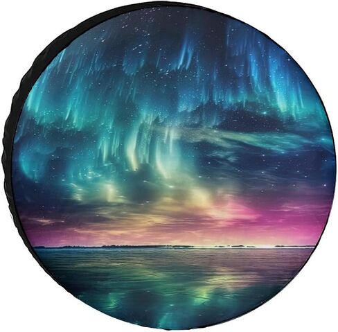 Aurora Borealis Spare Tire Cover Misty Forest Wheel Protectors Galaxy Print Waterproof Dust-Proof Tire Cover Fit for Trailer Rv SUV Truck Travel Camper, 16inch, style-4 in Saudi Arabia