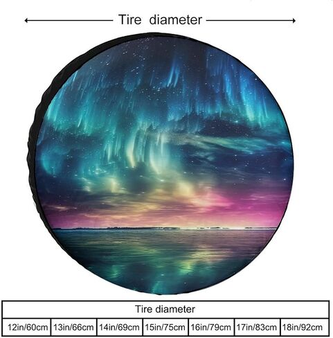 Aurora Borealis Spare Tire Cover Misty Forest Wheel Protectors Galaxy Print Waterproof Dust-Proof Tire Cover Fit for Trailer Rv SUV Truck Travel Camper, 16inch, style-4 in Saudi Arabia