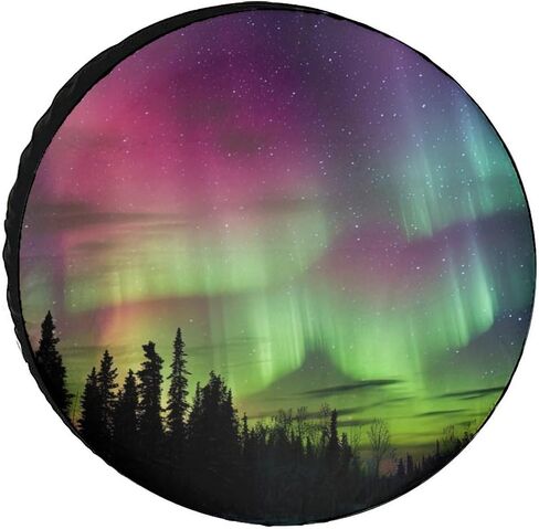 Aurora Borealis Spare Tire Cover Misty Forest Wheel Protectors Galaxy Print Waterproof Dust-Proof Tire Cover Fit for Trailer Rv SUV Truck Travel Camper, 16inch, style-4 in Saudi Arabia