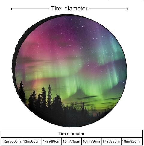 Aurora Borealis Spare Tire Cover Misty Forest Wheel Protectors Galaxy Print Waterproof Dust-Proof Tire Cover Fit for Trailer Rv SUV Truck Travel Camper, 16inch, style-4 in Saudi Arabia