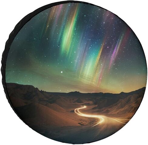 Aurora Borealis Spare Tire Cover Misty Forest Wheel Protectors Galaxy Print Waterproof Dust-Proof Tire Cover Fit for Trailer Rv SUV Truck Travel Camper, 16inch, style-4 in Saudi Arabia