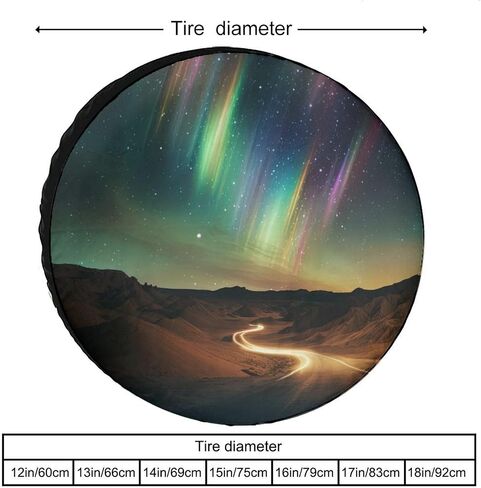 Aurora Borealis Spare Tire Cover Misty Forest Wheel Protectors Galaxy Print Waterproof Dust-Proof Tire Cover Fit for Trailer Rv SUV Truck Travel Camper, 16inch, style-4 in Saudi Arabia