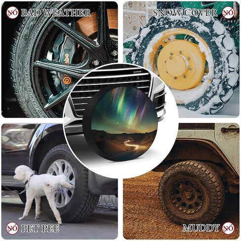 Aurora Borealis Spare Tire Cover Misty Forest Wheel Protectors Galaxy Print Waterproof Dust-Proof Tire Cover Fit for Trailer Rv SUV Truck Travel Camper, 16inch, style-4 in Saudi Arabia
