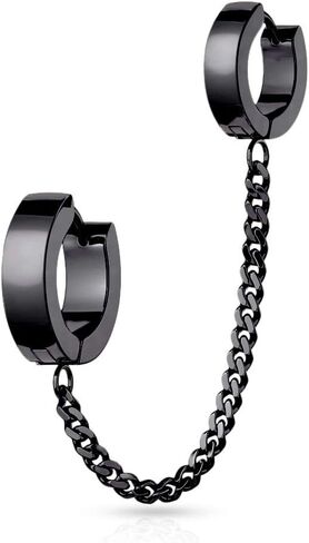 Pierced Owl 18GA 316L Stainless Steel Chain Linked Huggie Hoop Earrings in Saudi Arabia