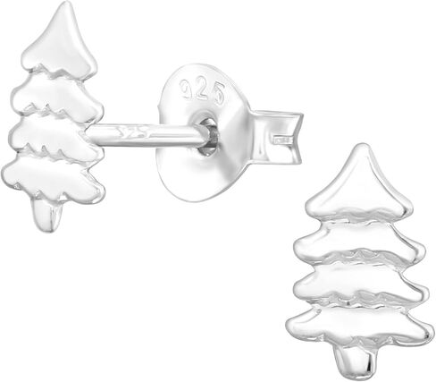 925 Sterling Silver Tiny Christmas Tree Stud Earrings, Sold as a Pair in Saudi Arabia