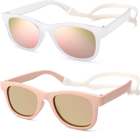 Hycredi Flexible Bendable Baby Polarized Sunglasses with Strap for Newborn Infant Boys Girls Age 0-18 Months in Saudi Arabia