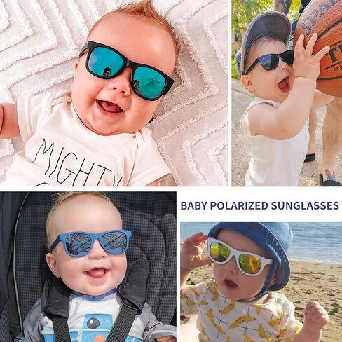 Hycredi Flexible Bendable Baby Polarized Sunglasses with Strap for Newborn Infant Boys Girls Age 0-18 Months in Saudi Arabia