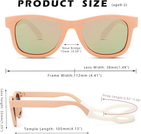 Hycredi Flexible Bendable Baby Polarized Sunglasses with Strap for Newborn Infant Boys Girls Age 0-18 Months in Saudi Arabia
