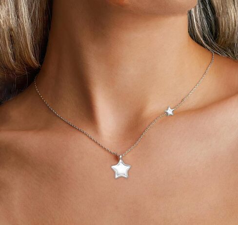 Rnivida Stainless Steel Star Necklace for Women Minimalist Star Charm Pendant with Adjustable Chain in Saudi Arabia