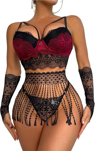 Lingerie for Women Sexy Teddy Lace Babydoll Bodysuit Garter Belts Sexy Lingerie Set in Saudi Arabia