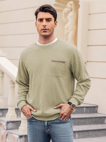 Hardaddy Men's Waffle Textured T-Shirts Crewneck Long Sleeve Tees Casual Lightweight Sweatshirts with Pocket in Saudi Arabia