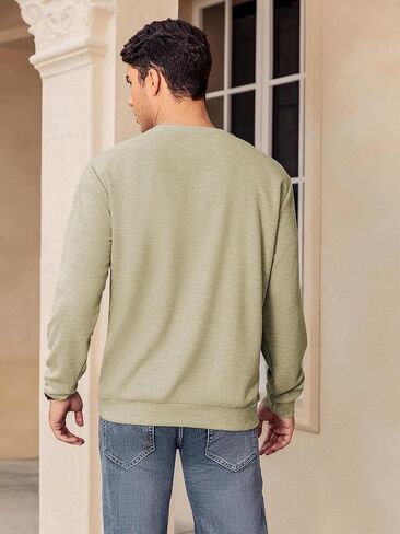 Hardaddy Men's Waffle Textured T-Shirts Crewneck Long Sleeve Tees Casual Lightweight Sweatshirts with Pocket in Saudi Arabia