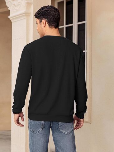 Hardaddy Men's Waffle Textured T-Shirts Crewneck Long Sleeve Tees Casual Lightweight Sweatshirts with Pocket in Saudi Arabia