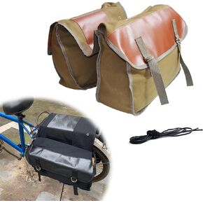 Motorcycle Saddlebags, Large Capacity Riding Travel Motorcycle Side Panniers Bags Storage Tool, Durable & Foldable Canvas Motor Two Side Saddlebags, Motorcycle Accessories (Khaki)
