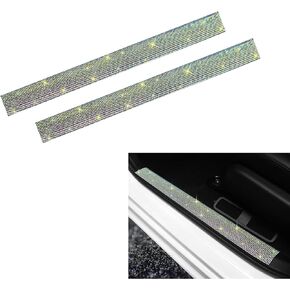 2 PCS Bling Car Door Edge Decorative Stickers with Adhesive, 1.96In x 23.62In Rectangular Waterproof Vehicle Protector Accessories, Universal Soft Automotive Entry Guard (Multicolored)
