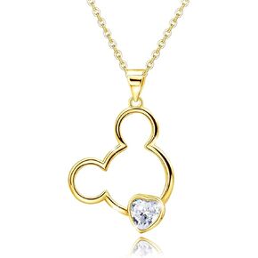 Gold Cute Necklace for Girls Teens Women - Sterling Silver Hypoallergenic Cubic Zirconia Mouse Pendant Necklace Adjustable Dainty Lovely Necklace Fashion Jewelry Adorable Gifts for Christmas Daughter
