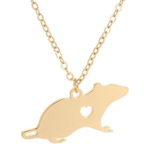 NOUMANDA Fashion Cute Mouse Engraved Heart Pendant Necklace Simple Animal Copper Jewelry