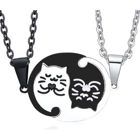 Matching Necklace for Couples, Personalized Yin Yang Pet Cat Pendant Necklace, Boyfriend and Girlfriend Promise Couples Necklaces for Him and Her, Relationship Jewelry Gift for Couples Best Friends