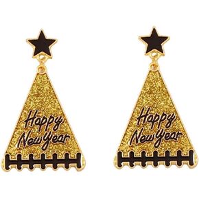 Happy New Year Champagne Earrings Champagne Bottle Wine Glass New Year's Hat Dangle Earrings New Year’s Eve Party Holiday Jewelry Gifts for Women