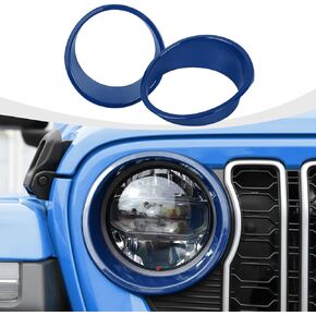 JL Headlight Bezels Cover, Front Head Light Guard Trim Compatible with 2024 Jeep Wrangler JL & Gladiator JT, White (Not for Sport & Sports)