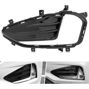 MotorFansClub Front Fog Light Cover Fit for Ford Edge 2019 2020 2021 Left Driver Side Foglight Lamp Lower Bumper Bezel Frame with Chrome Trim