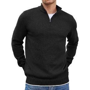 COOFANDY Men's Quarter Zip Up Pullover Slim Fit Lightweight Mock Neck Long Sleeve Sweaters