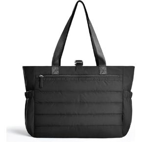 Marvolia Puffy Tote Bag for Women - Lightweight Gym Tote Handbags Quilted Travel Tote Bags with Zipper for Yoga Travel Work